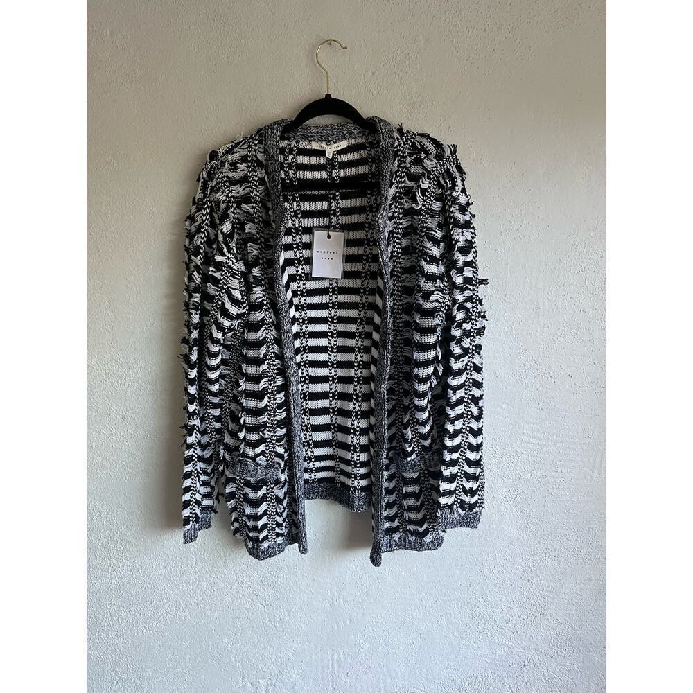 Anthropologie Endless Rose Woman Black/ White Open Front Cardigan, Size …